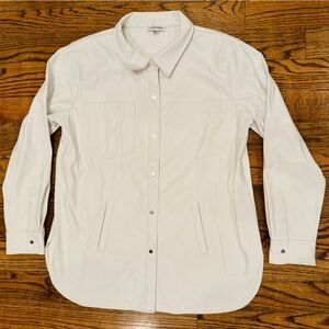 Calvin Klein White Faux Leather Button Front Shirt Jacket Size XL